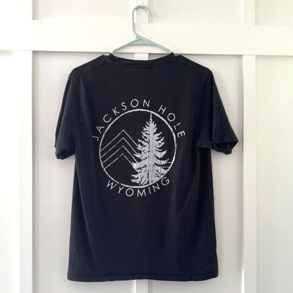 Techstyles Jackson Hole Wyoming Black Short Sleeve Graphic Tee Shirt Small